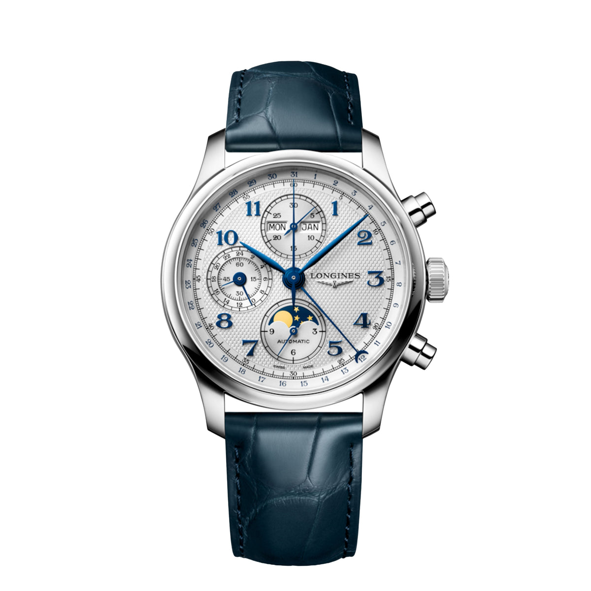 Longines Master Collection Chronograph Moonphase 41mm Silver Dial L2.962.4.73.2