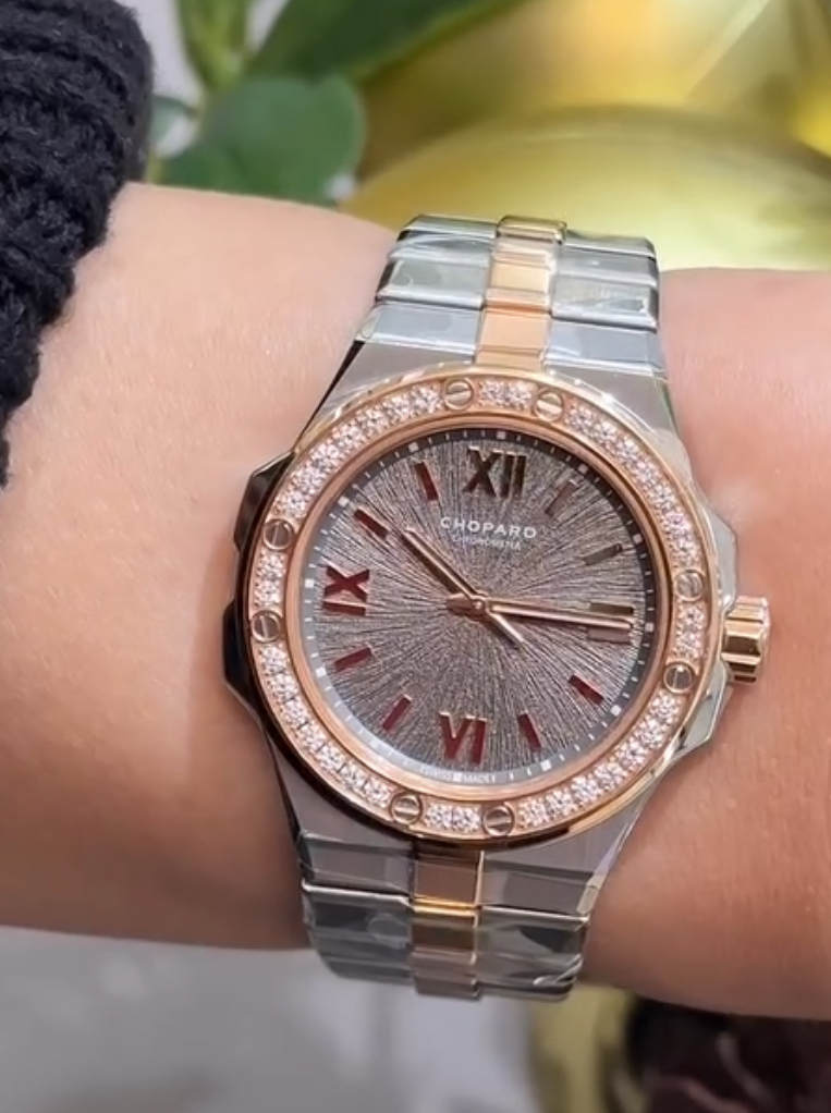 Chopard Alpine Eagle 33 Steel Rose Gold Diamond Bernina Gray Unisex Watch (298617-6002)