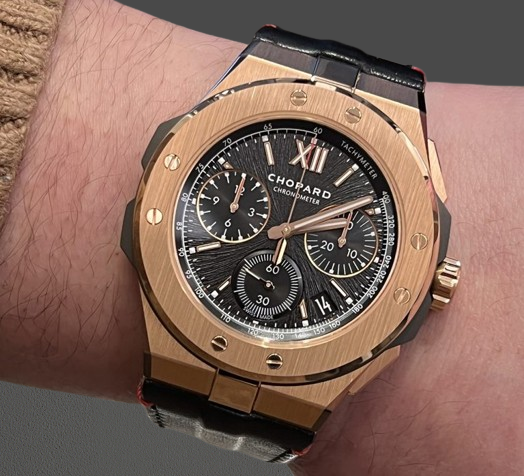 Chopard Alpine Eagle XL Chrono Rose Gold Titanium Black Calfskin Men’s Watch (295387-9001)