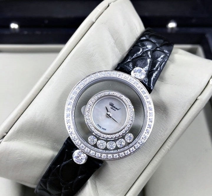 Chopard Happy Diamonds Icons White Gold Black Quartz Ladies Watch (203957-1214)