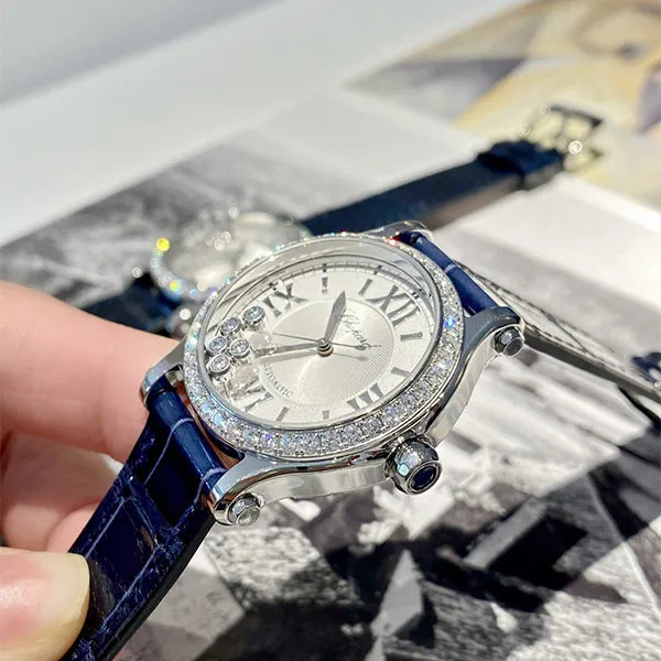 Chopard Happy Sport Blue Alligator Diamond Ladies Watch (278608-3003)
