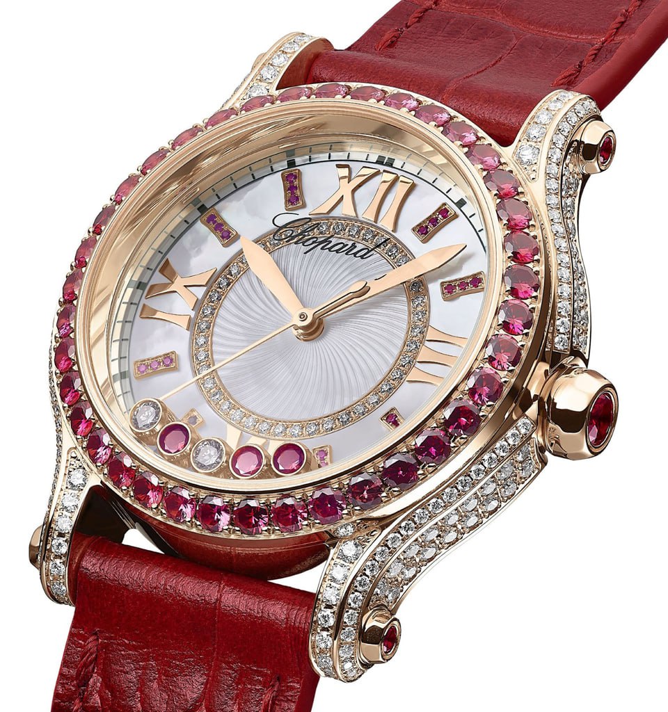 Chopard Happy Sport Rose Gold Diamond Ruby Ladies Watch (274302-5005)