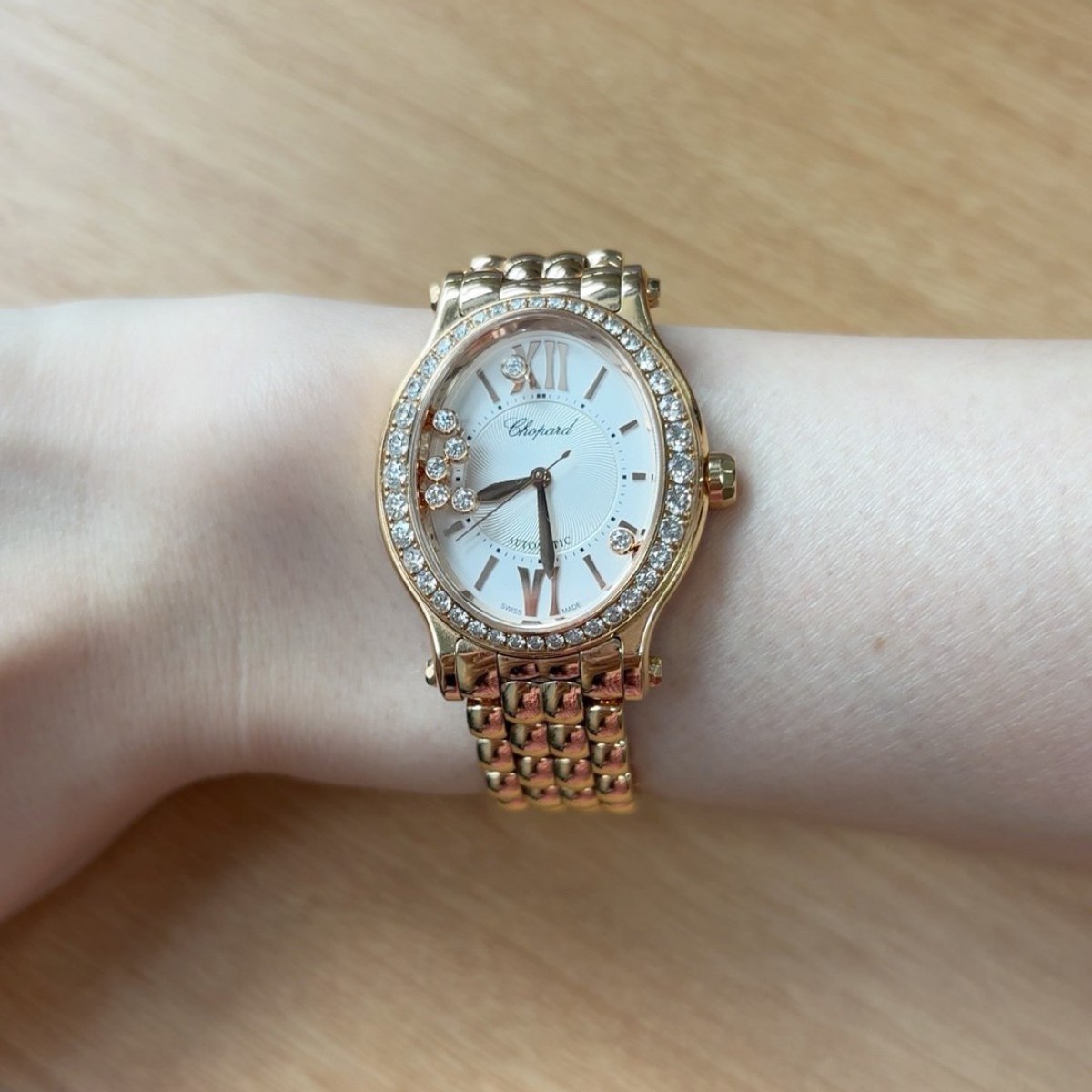 Chopard Happy Sport Oval Rose Gold Diamond Ladies Watch (275362-5005)