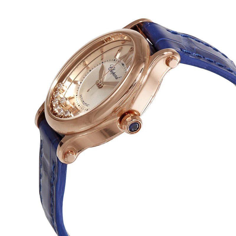 Chopard Happy Sport Rose Gold Blue Alligator Ladies Watch (275362-5001)