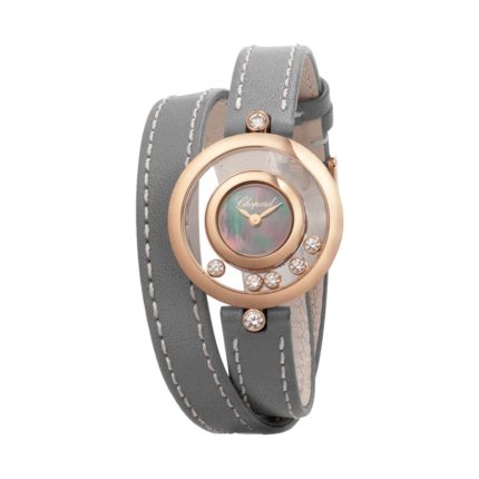 Chopard Happy Diamonds Icons 26mm Rose Gold Grey Calfskin Ladies Watch (209415-5003)