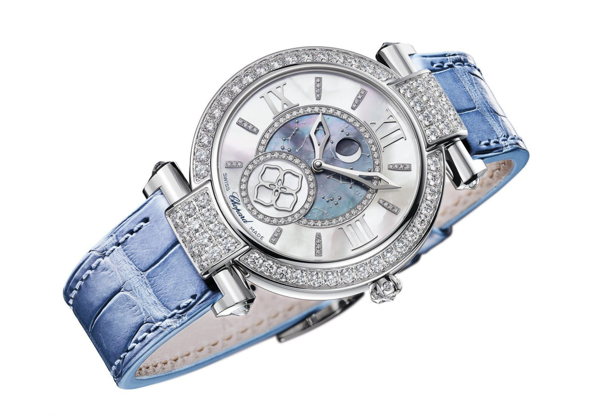 Chopard Imperiale Moonphase White Gold Diamond Blue Mother of Pearl Ladies Watch (384246-1001)