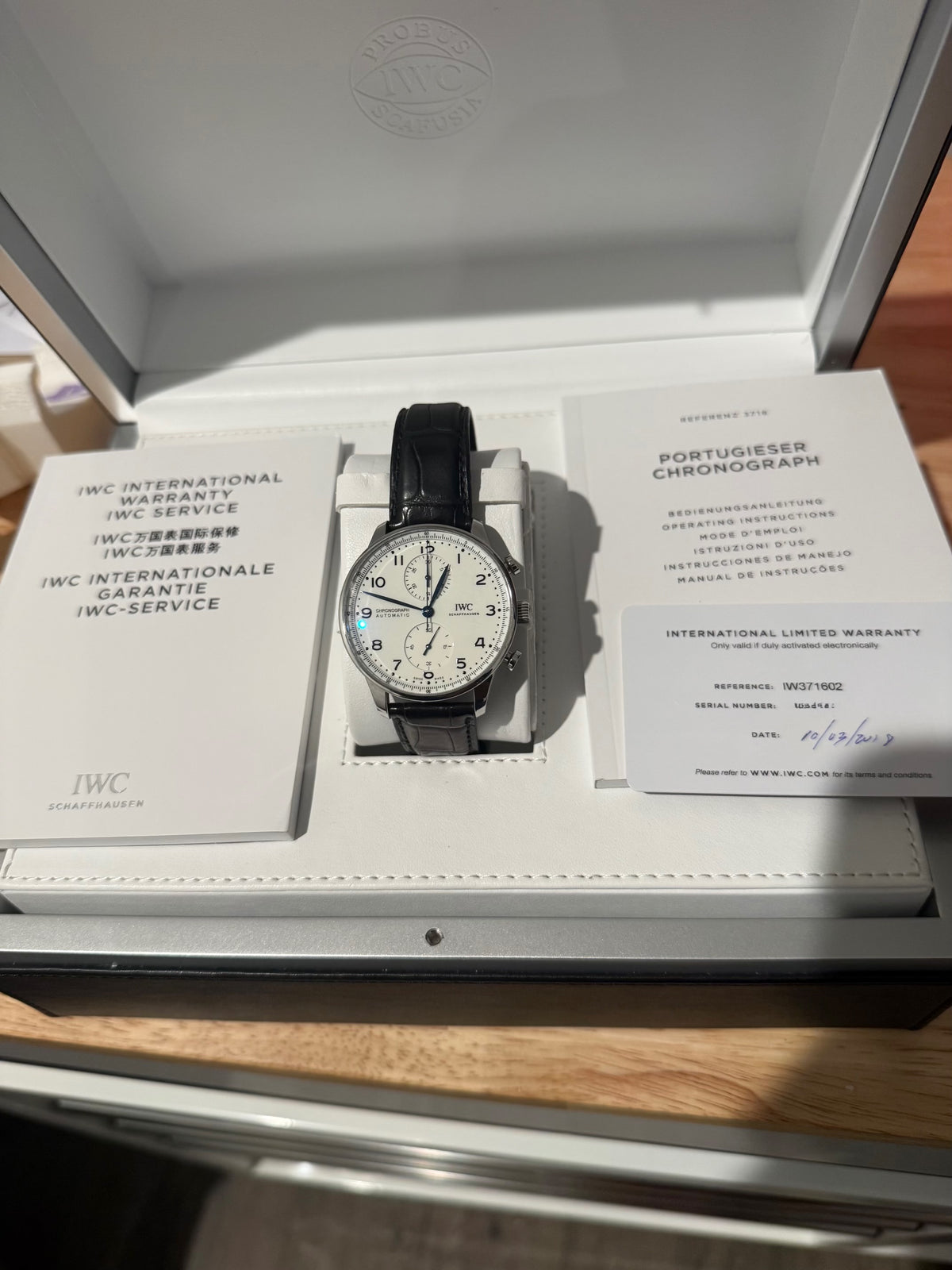 IWC Portugieser Chronograph Edition "150 Years" IW371602 – White Dial – Limited Edition, 2000 pieces made