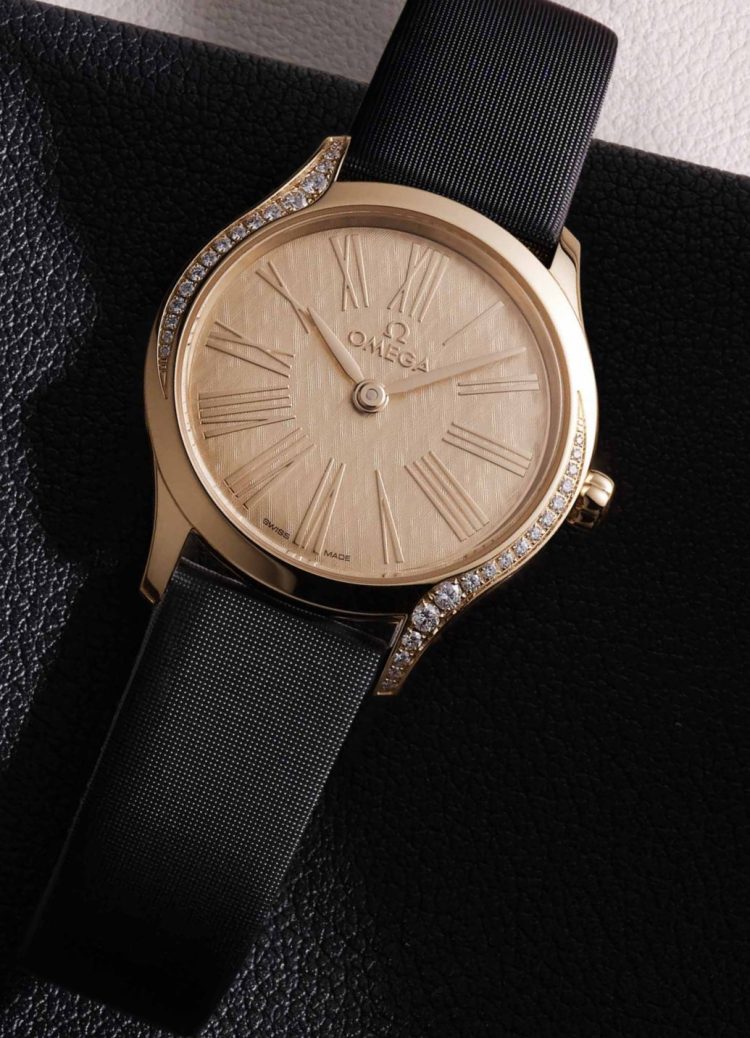 Omega De Ville Mini Trésor Gold on Fabric Strap Ladies Watch