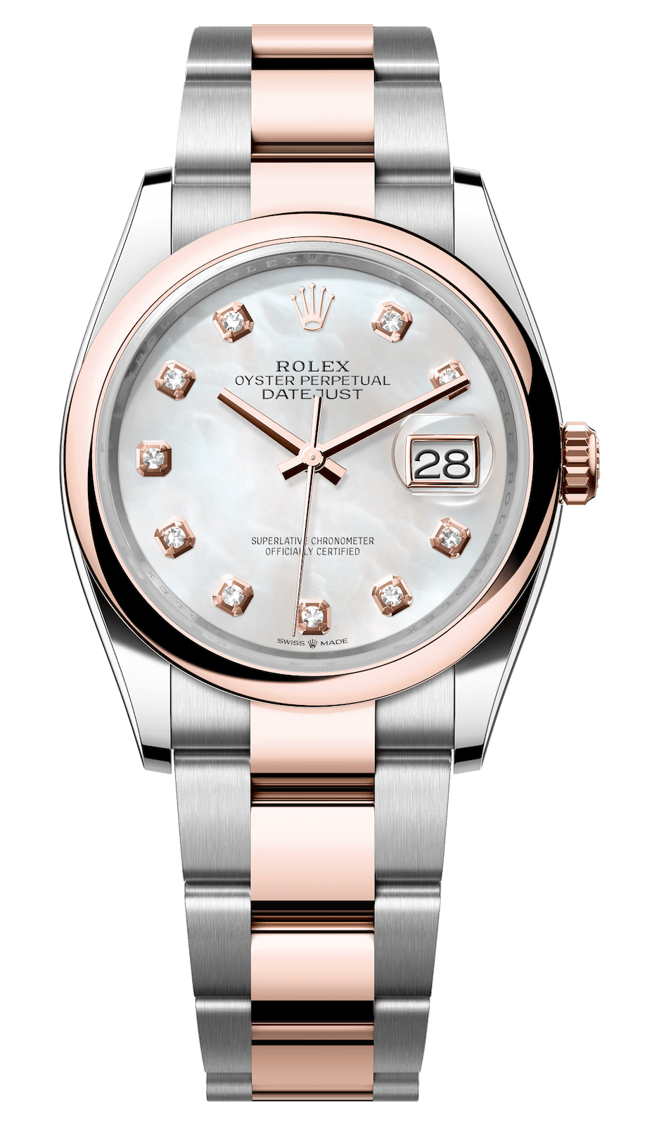 Rolex Datejust 36 Everose Gold Mother-of-Pearl Diamond Oyster Unisex Watch (126201)