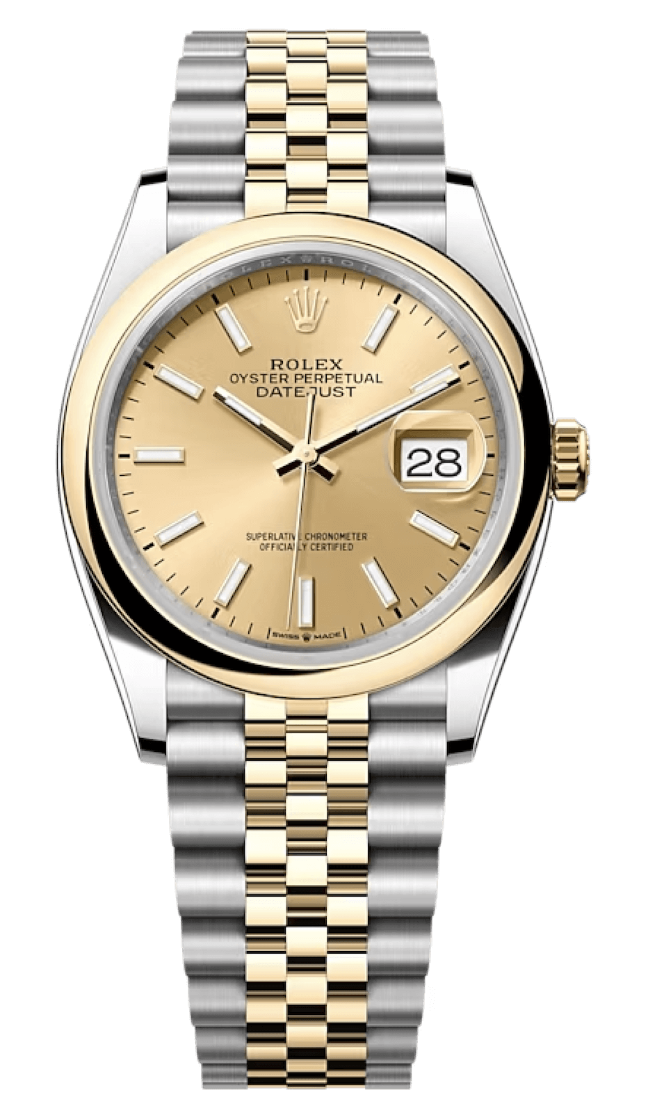 Rolex Datejust 36 Yellow Rolesor Champagne Jubilee Unisex Watch (126203)