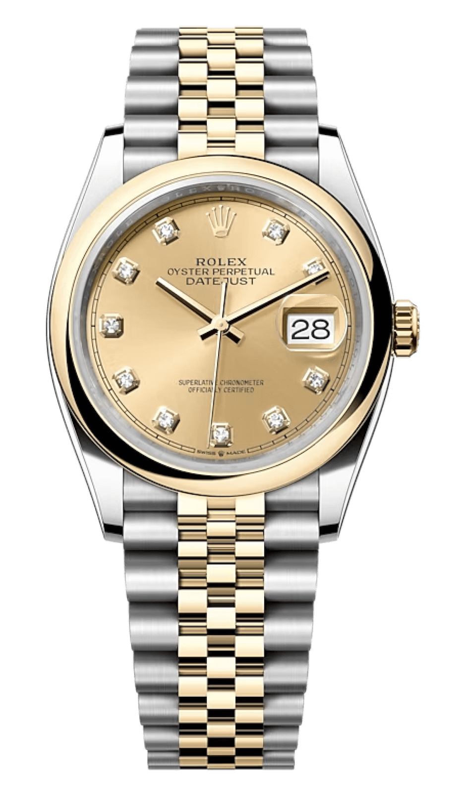 Rolex Datejust 36 Yellow Rolesor Diamond Champagne Jubilee Unisex Watch (126203)