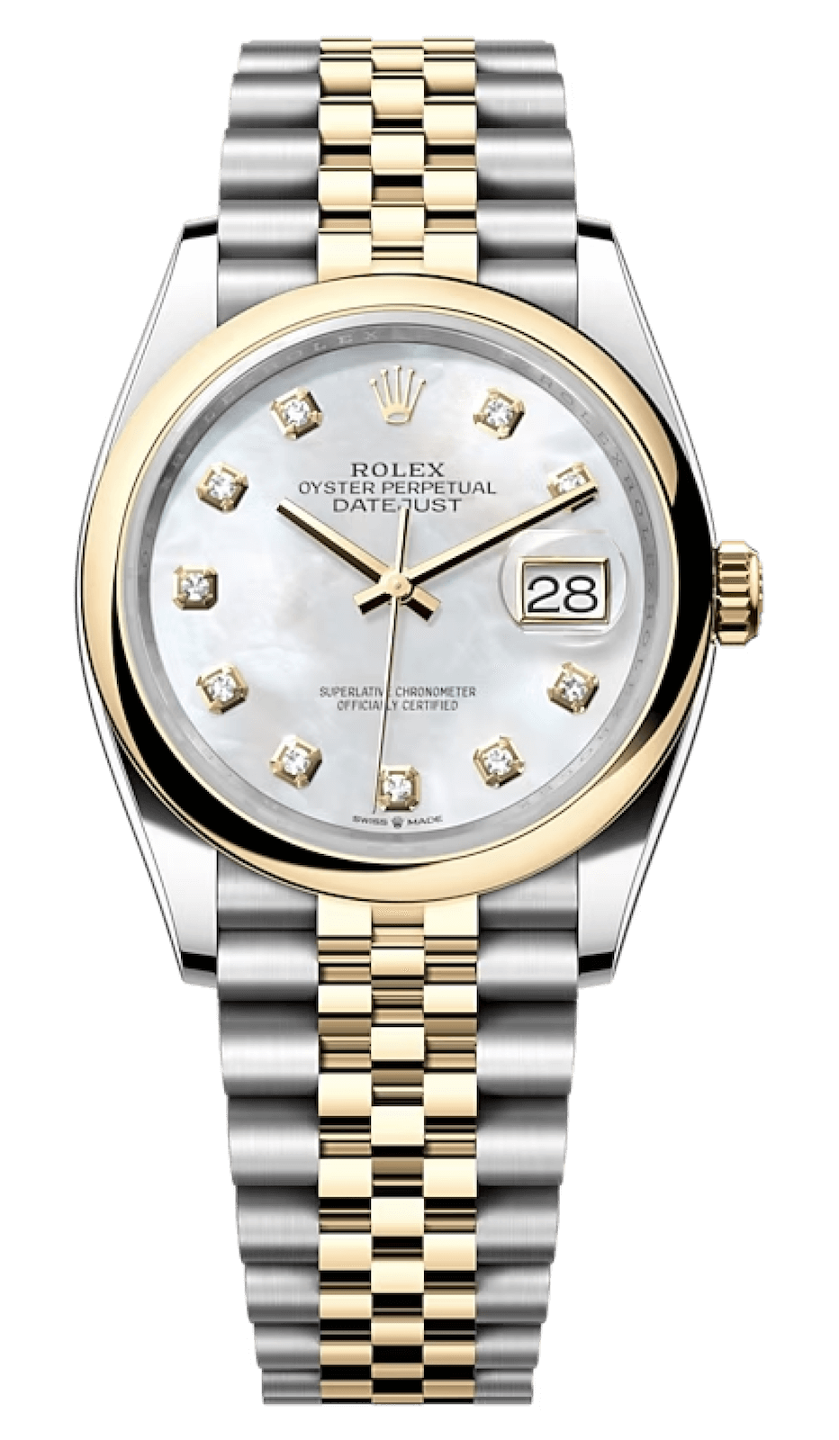 Rolex Datejust 36 Yellow Rolesor Diamond Mother-of-Pearl Jubilee Unisex Watch (126203)