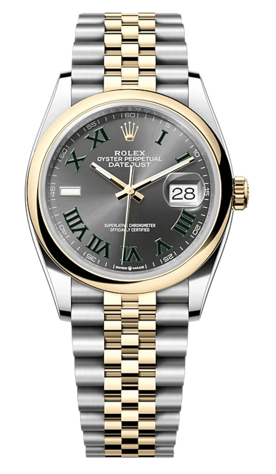 Rolex Datejust 36 Yellow Rolesor Slate Domed Jubilee Unisex Watch (126203)