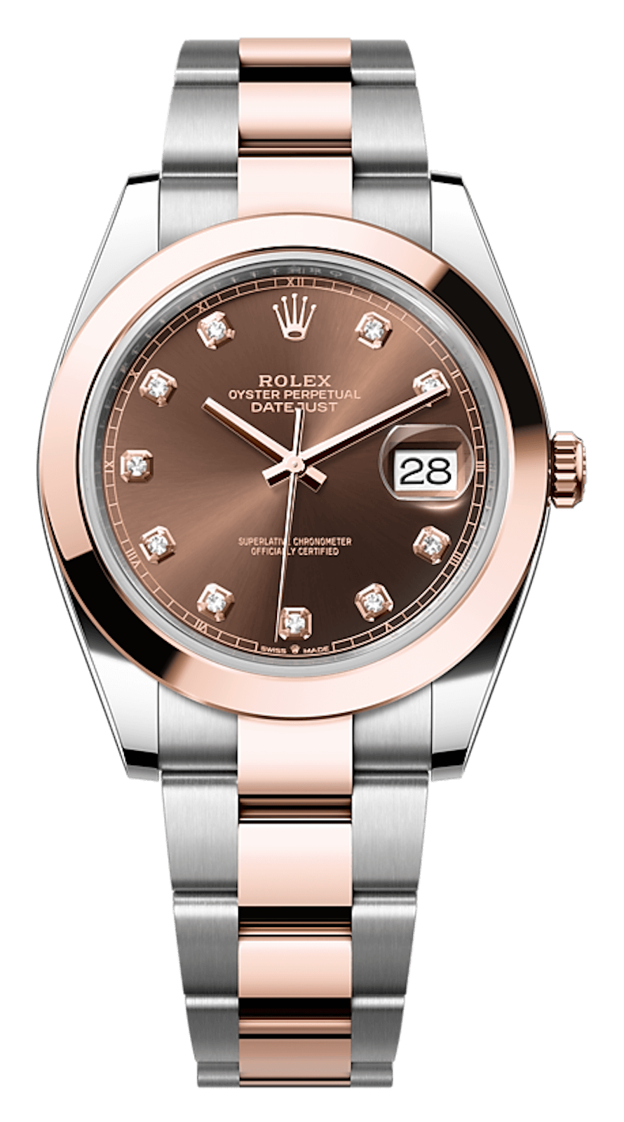 Rolex Datejust 41 Everose Rolesor Diamond Chocolate Oyster Men’s Watch (126301)