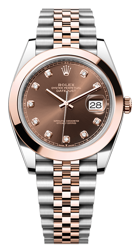 Rolex Datejust 41 Everose Rolesor Diamond Chocolate Jubilee Men’s Watch (126301)