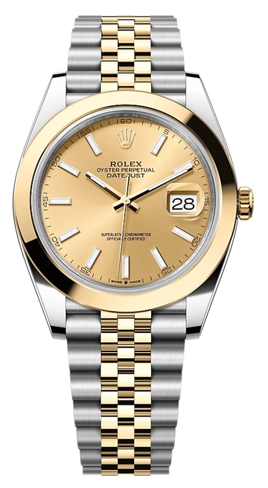 Rolex Datejust 41 Yellow Rolesor Champagne Smooth Jubilee Men’s Watch (126303)