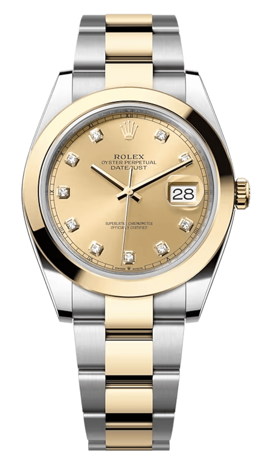 Rolex Datejust 41 Yellow Rolesor Champagne Diamond Smooth Oyster Men’s Watch (126303)