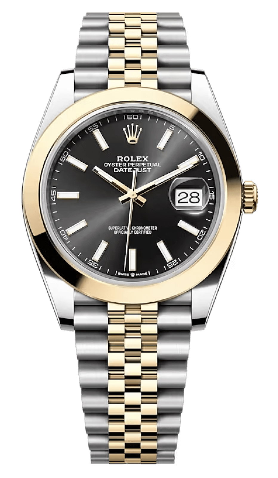 Rolex Datejust 41 Yellow Rolesor Bright Black Smooth Jubilee Men’s Watch (126303)