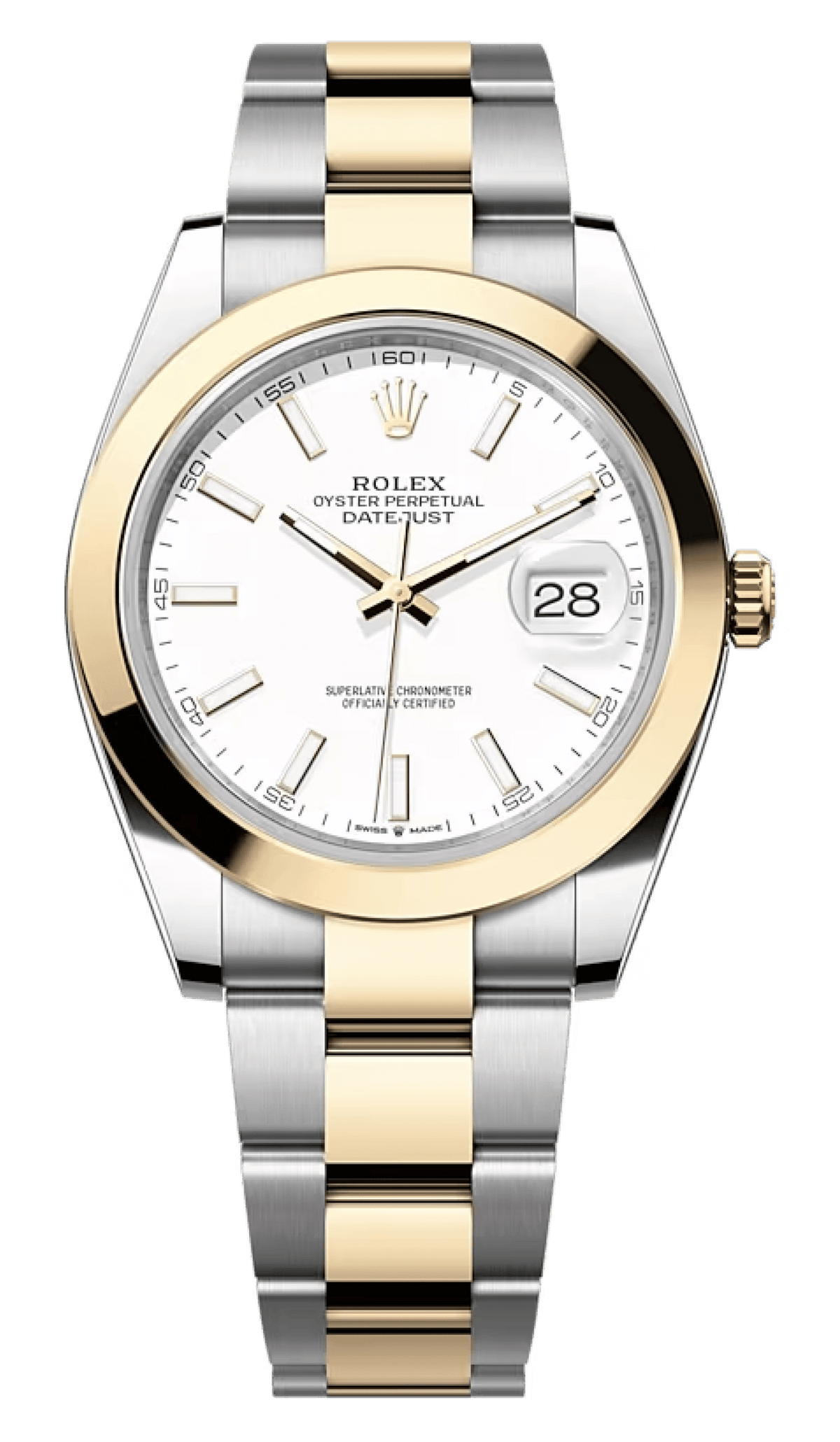 Rolex Datejust 41 Yellow Rolesor White Lacquer Smooth Oyster Men’s Watch (126303)