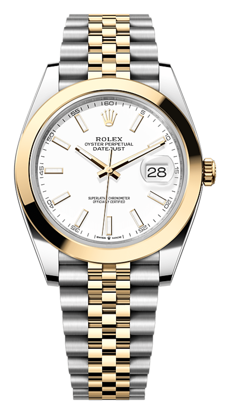 Rolex Datejust 41 Yellow Rolesor White Smooth Jubilee Men’s Watch (126303)