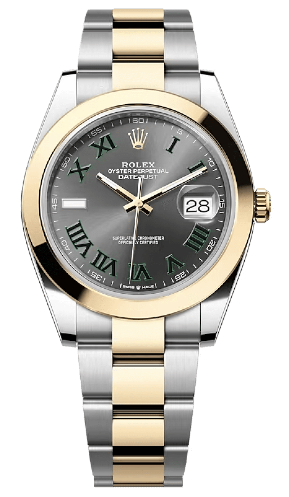 Rolex Datejust 41 Yellow Rolesor Slate Roman Smooth Bezel Oyster Men’s Watch (126303)
