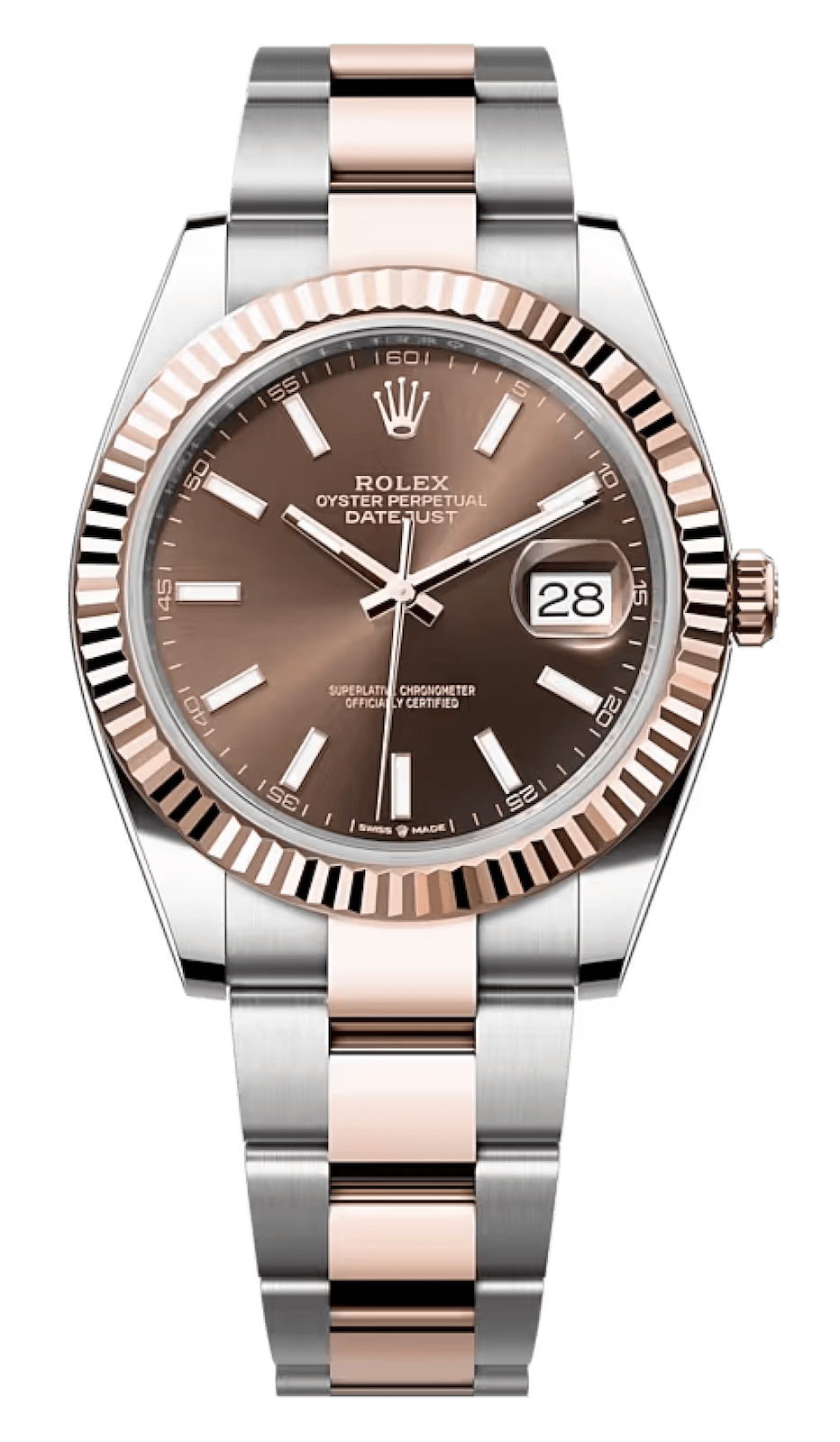Rolex Datejust 41 Everose Rolesor Chocolate Fluted Oyster Men’s Watch (126331)