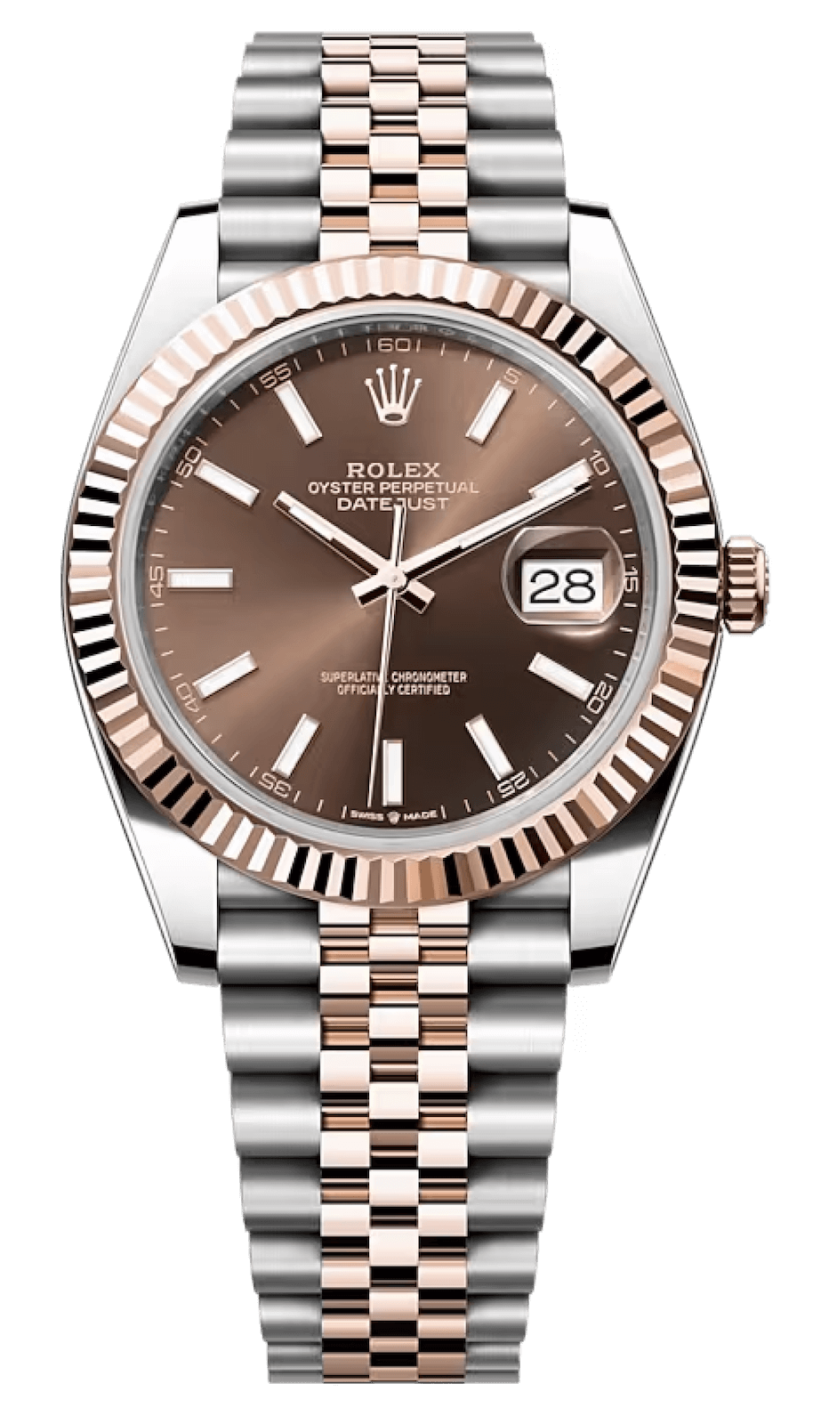 Rolex Datejust 41 Everose Rolesor Chocolate Fluted Jubilee Men’s Watch (126331)