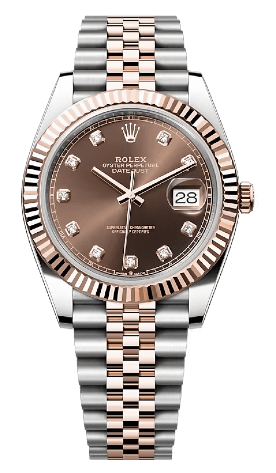 Rolex Datejust 41 Everose Rolesor Diamond Chocolate Jubilee Men’s Watch (126331)