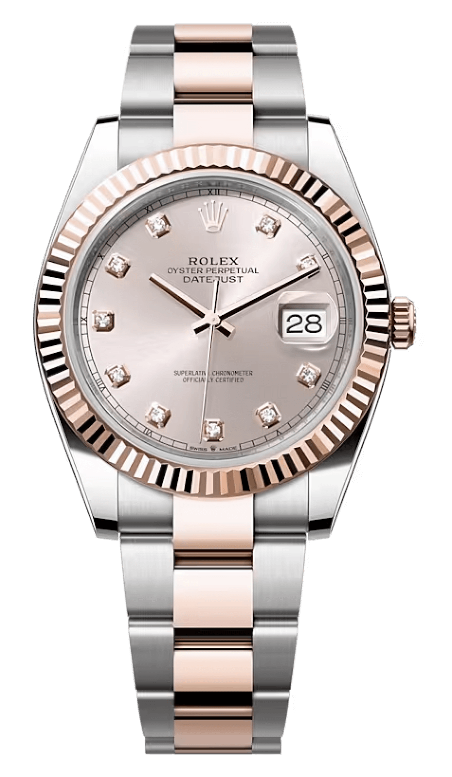 Rolex Datejust 41 Everose Rolesor Sundust Diamond Oyster Men’s Watch (126331)