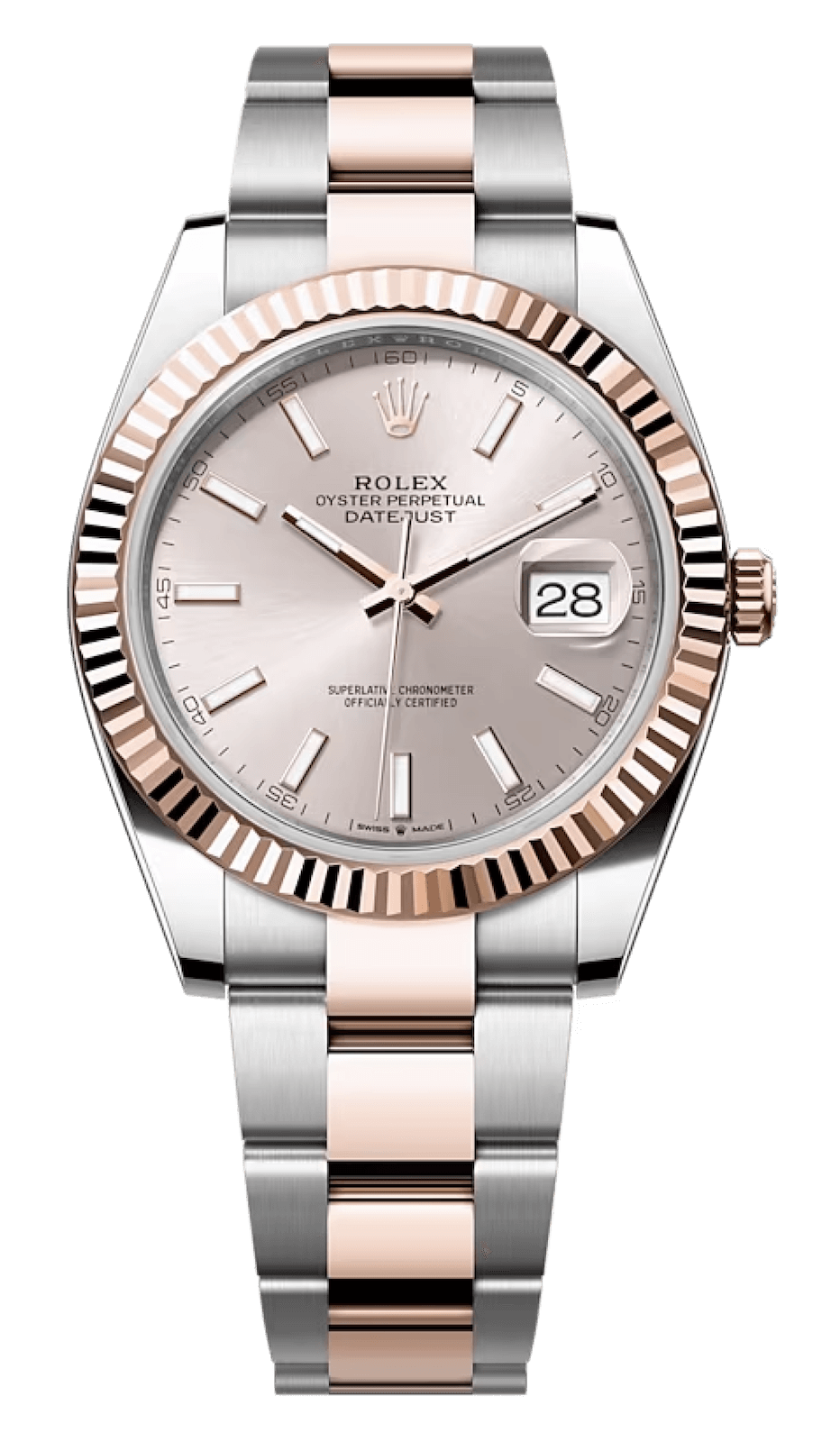 Rolex Datejust 41 Everose Rolesor Sundust Fluted Oyster Men’s Watch (126331)