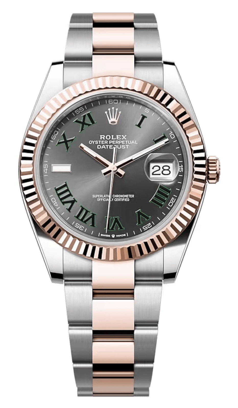 Rolex Datejust 41 Everose Rolesor Slate Roman Fluted Oyster Men’s Watch (126331)