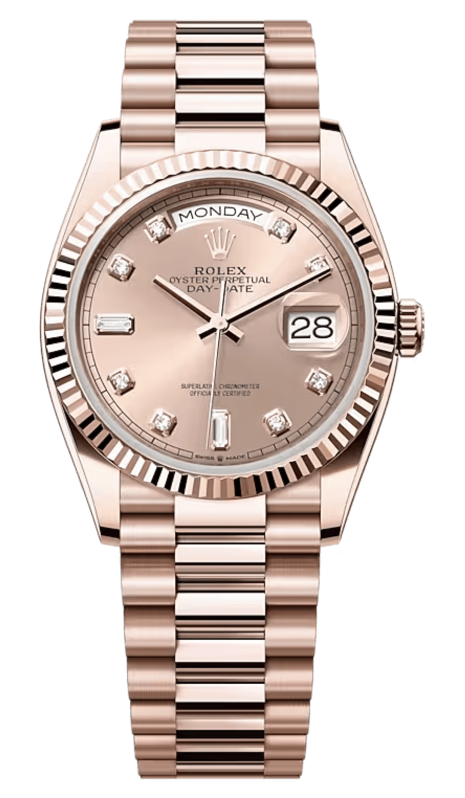 Rolex Day-Date 36 Everose Gold Rosé Diamond President Unisex Watch (128235)