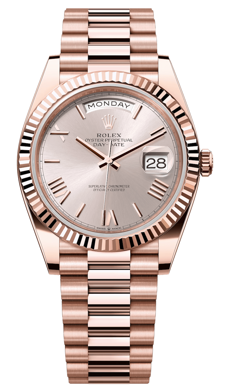 Rolex Day-Date 40 Everose Gold Sundust Roman President Men’s Watch (228235)