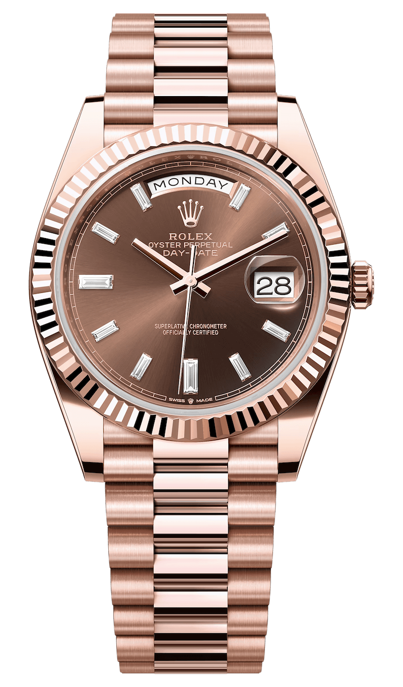 Rolex Day-Date 40 Everose Gold Diamond Chocolate President Men’s Watch (228235)