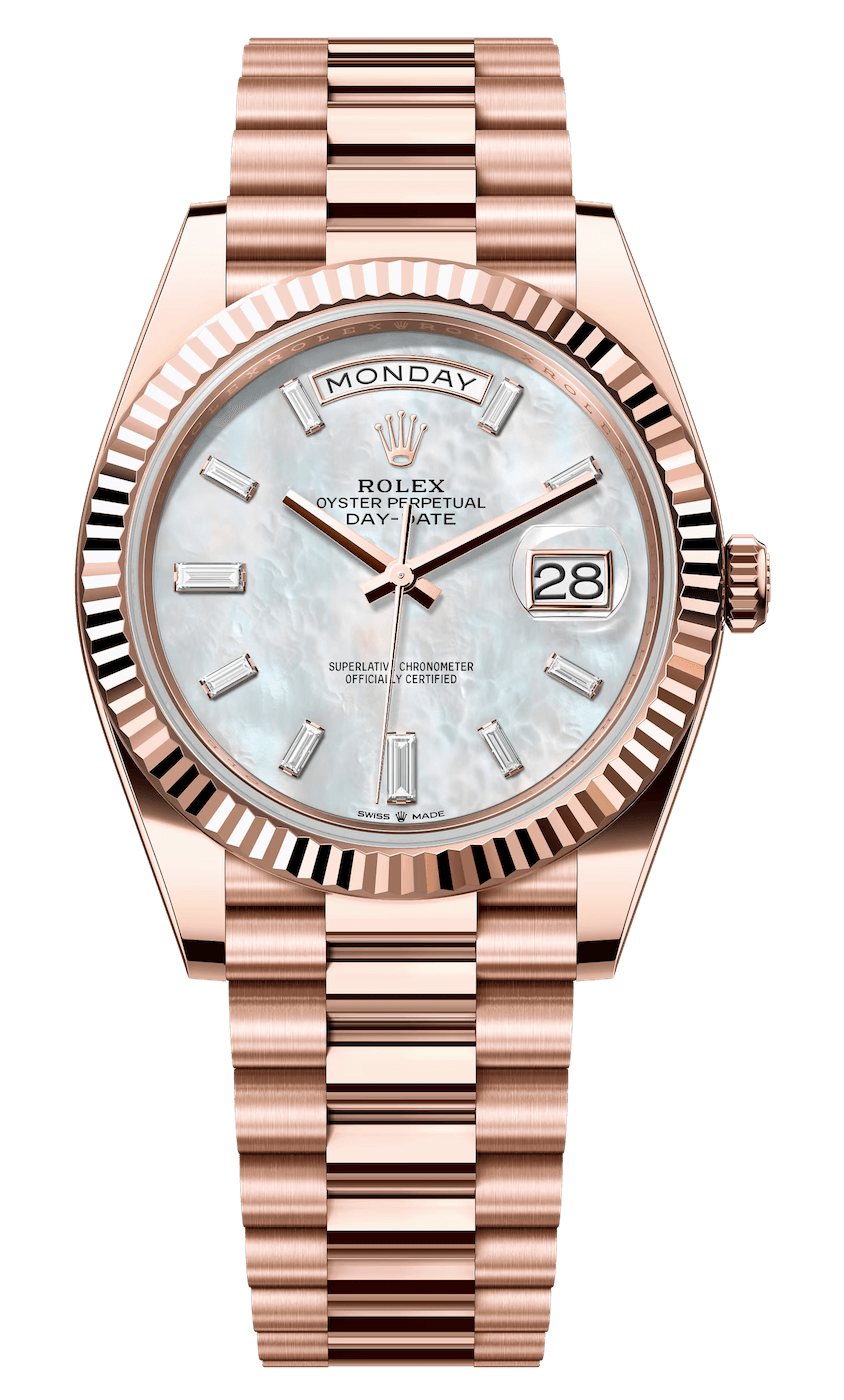 Rolex Day-Date 40 Everose Gold Diamond Mother-of-Pearl President Men’s Watch (228235)