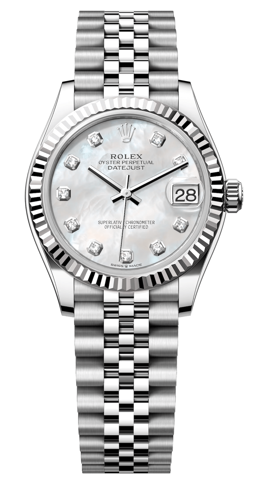 Rolex Datejust 31 White Rolesor Mother-of-Pearl Diamond Oystersteel Jubilee Ladies Watch (278274)