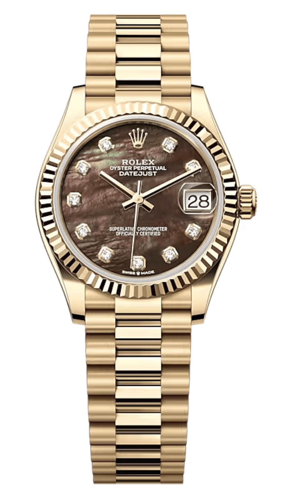 Rolex Datejust 31 Yellow Gold Diamond-Set Black Mother-of-Pearl President Ladies Watch (278278)
