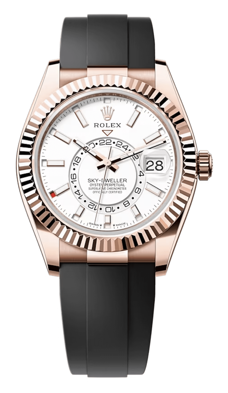 Rolex Sky-Dweller Everose Gold Intense White Oysterflex Men’s Watch (336235)