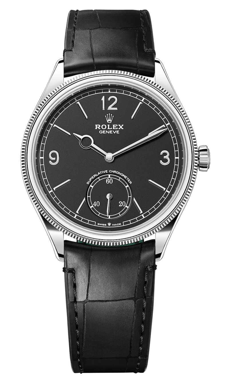 Rolex Perpetual 1908 White Gold Intense Black Alligator Men’s Watch (52509)
