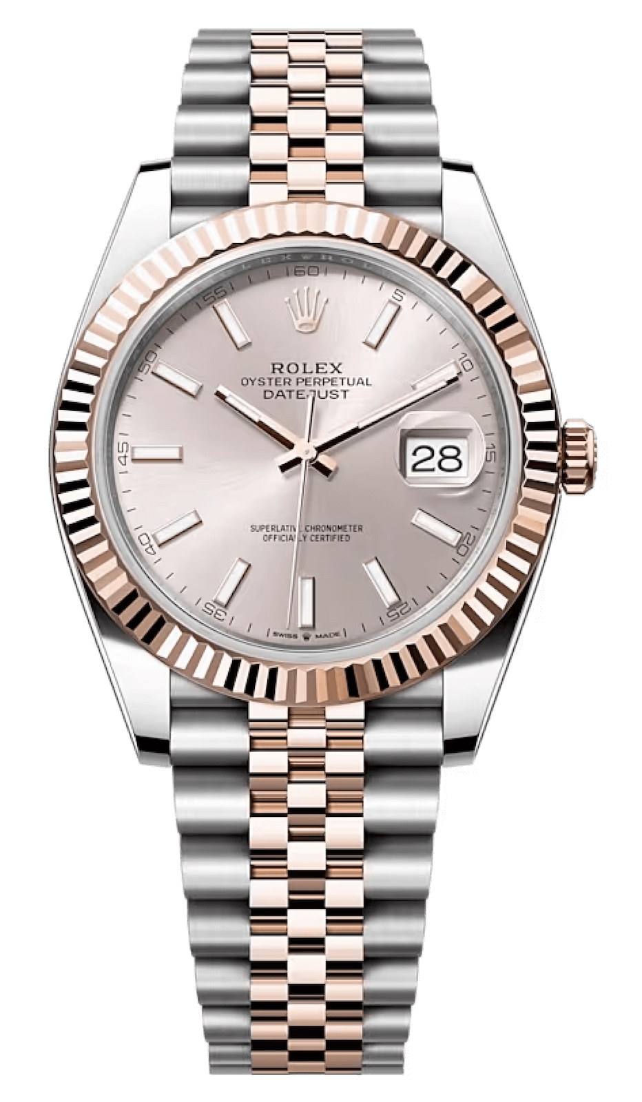 Rolex Datejust 41 Everose Rolesor Sundust Fluted Jubilee Men’s Watch (126331)