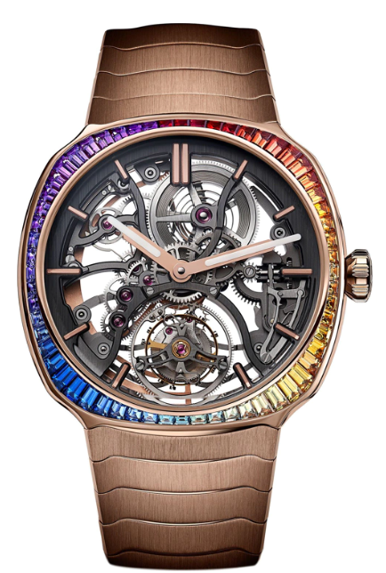 H. Moser & Cie. Streamliner Tourbillon Rose Gold Skeleton Rainbow (6814-0401)