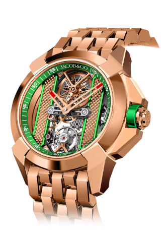 Jacob & Co. Epic X Bridges Rose Gold Green on Bracelet (EX120.43.AC.AC.A40AA)