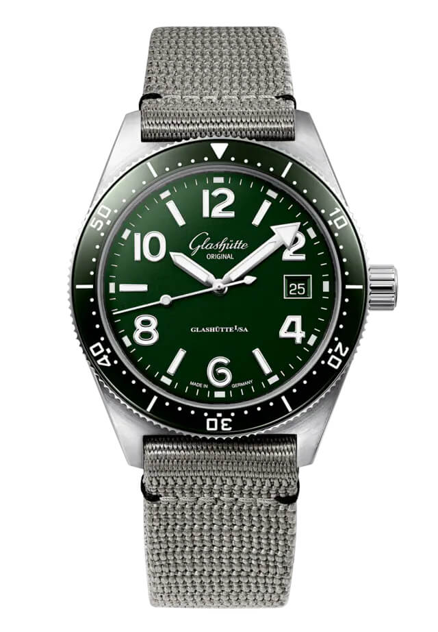 Glashütte Original Spezialist SeaQ Green Dial Grey Fabric (1-39-11-13-83-34)