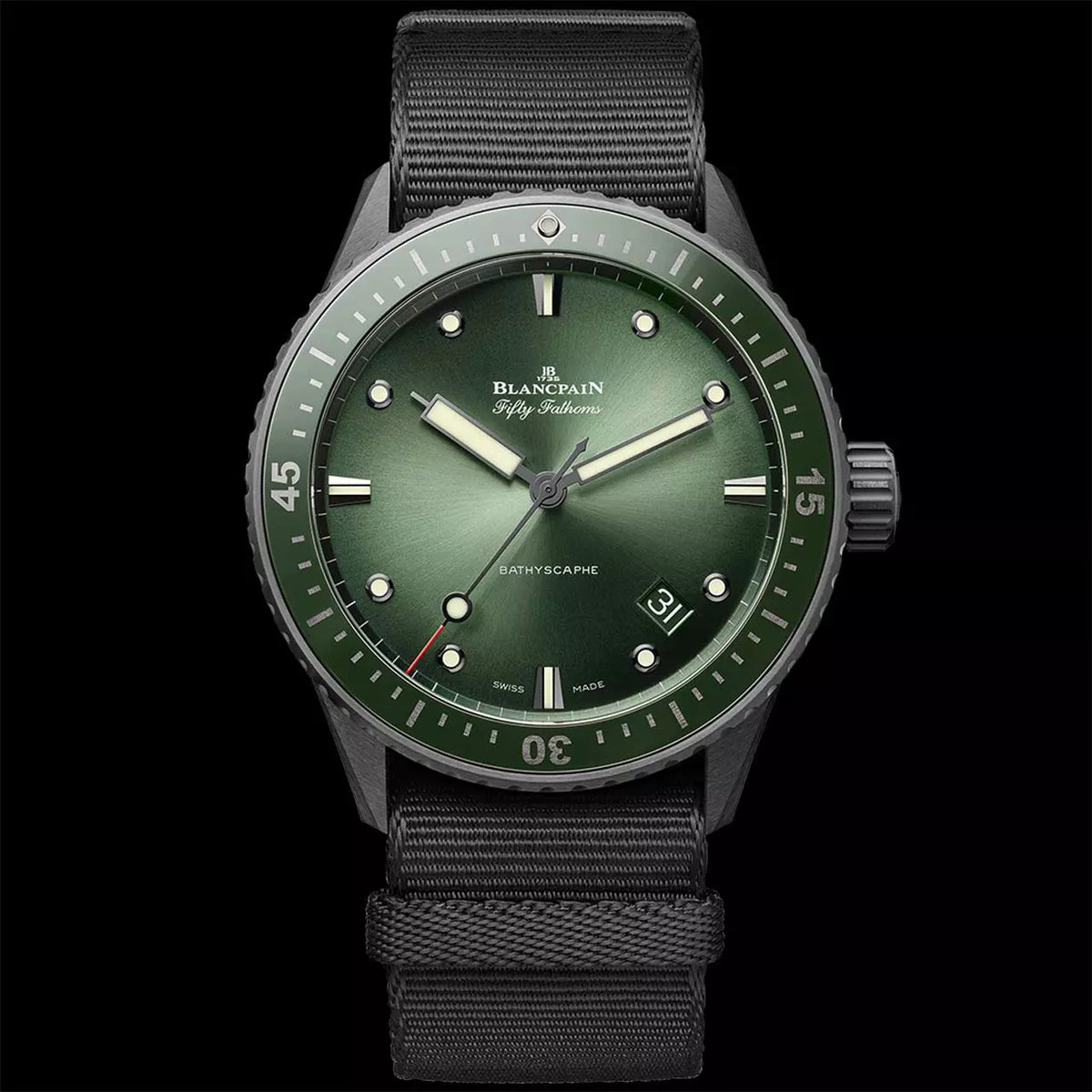Blancpain Fifty Fathoms 43.6 mm Sunburst Green Ceramic (5000-0153-NABA)