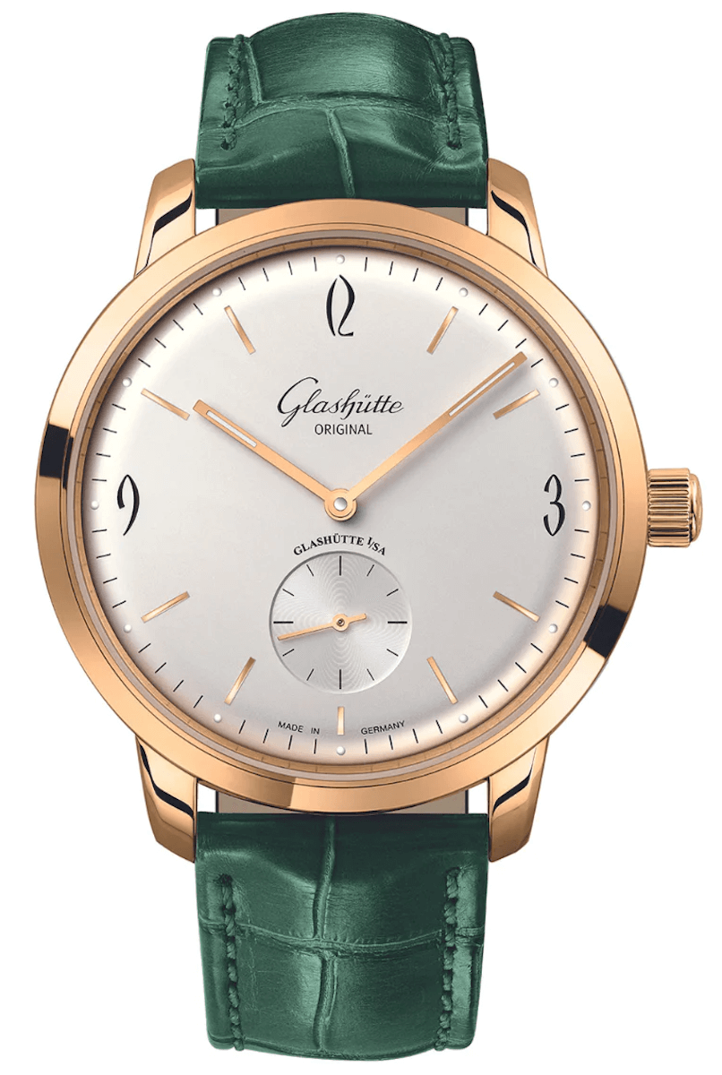Glashütte Original Vintage Sixties Small Second Rose Gold Green Alligator (1-39-60-01-01-04)