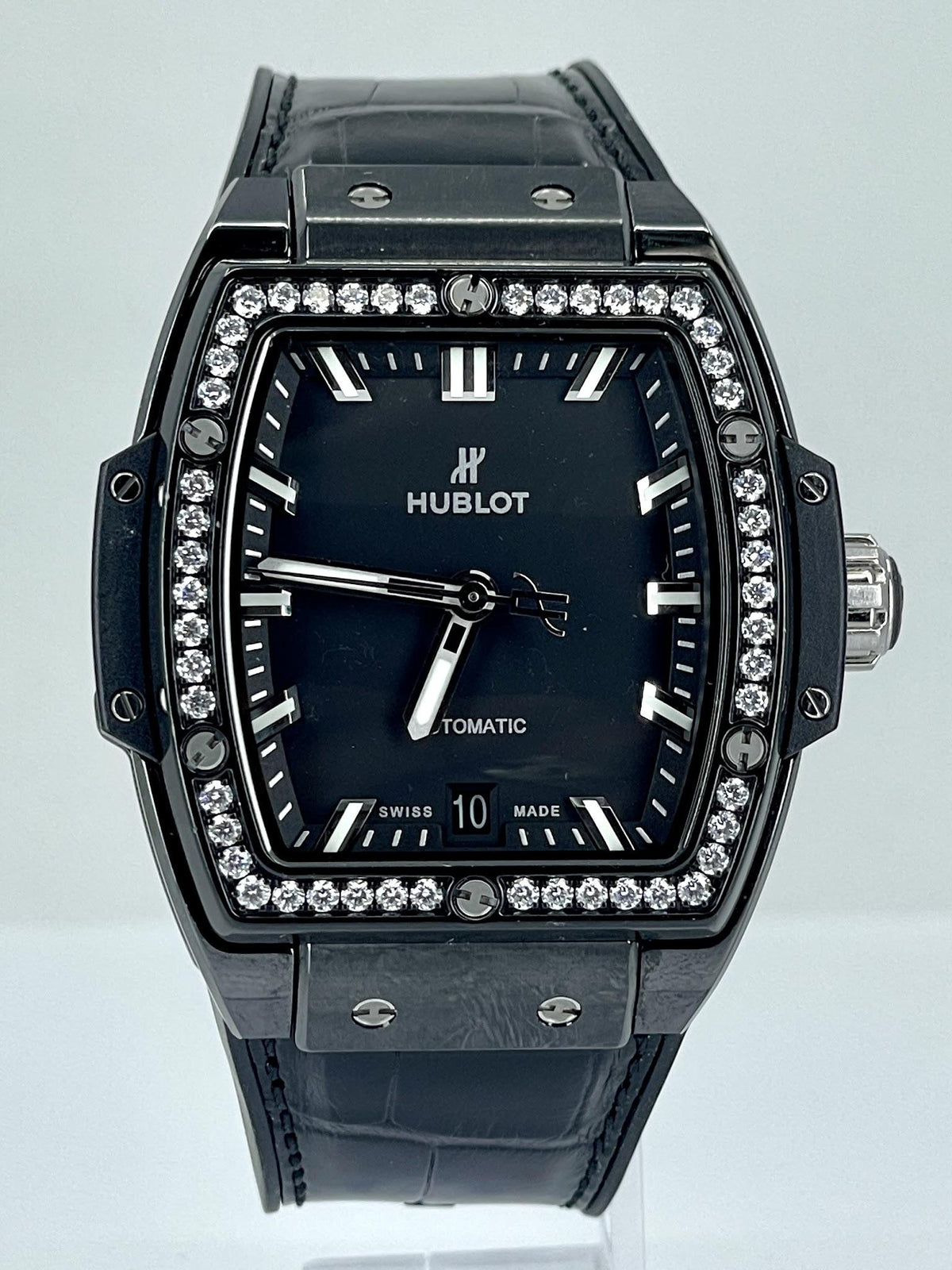 Hublot - Big Bang 39MM Black Dia Bezel Black Leather Strap 665.CX.1170.LR.1204