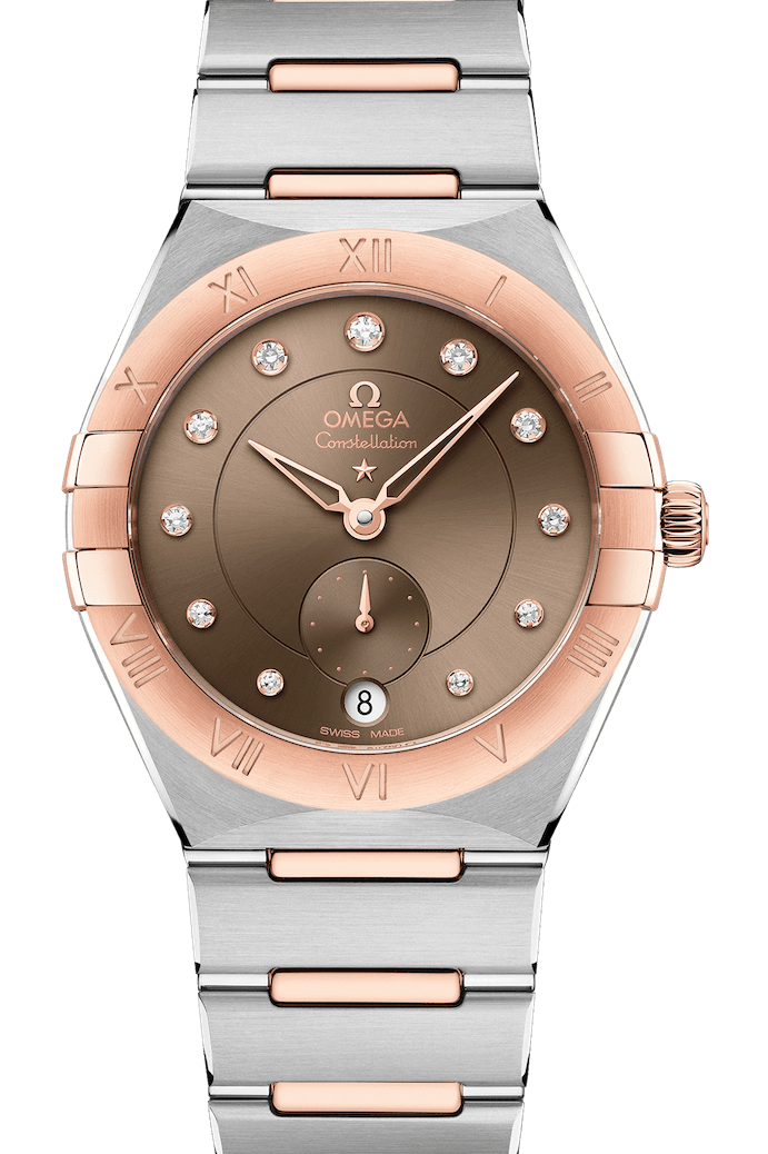 Omega Constellation Co-Axial Master Chronometer Small Seconds 34mm Sedna Gold Steel Ladies Watch