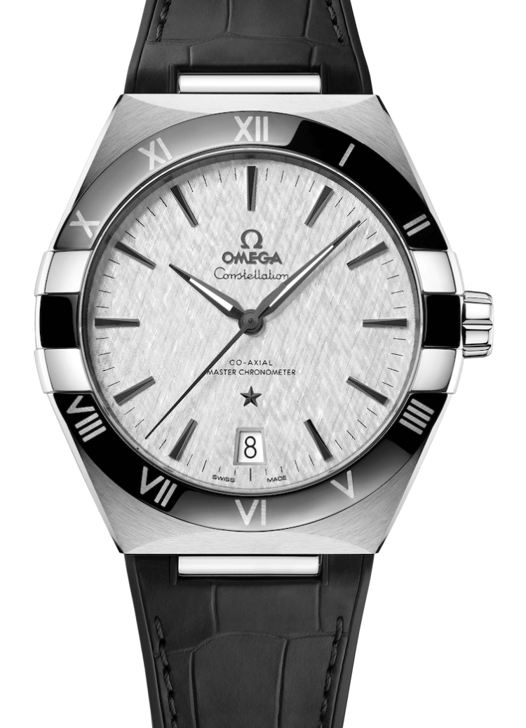 Omega Constellation Co-Axial Master Chronometer 41mm Steel Rhodium Black Alligator Men’s Watch
