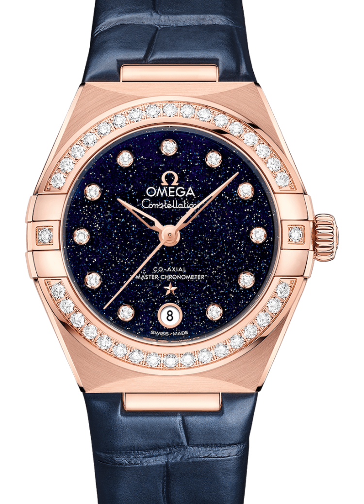 Omega Constellation Co-Axial Master Chronometer 29mm Sedna Gold Blue Aventurine Ladies Watch