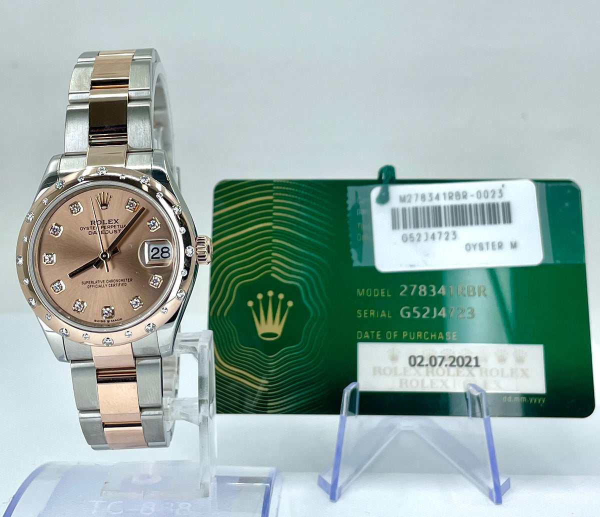 Rolex Datejust 31MM SS RG Steel Pink Diamond Dial & Bezel Oyster 278341RBR